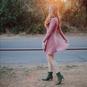 Long Sleeve Pink-Choker Dress